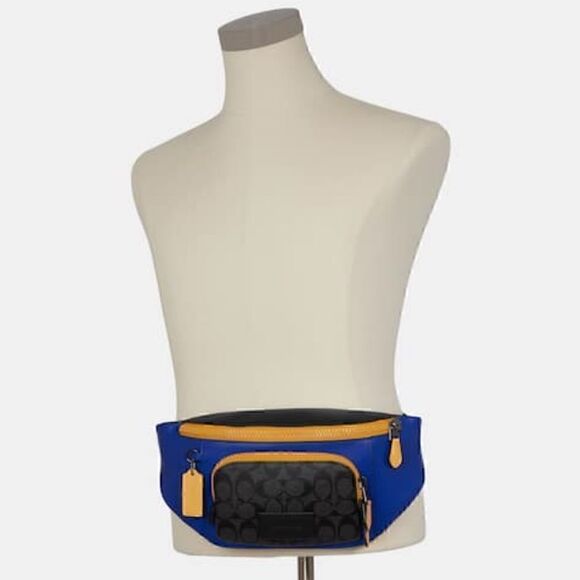Great gift! - COACH Track Belt Bag In Colorblock Signature Canvas & Leather NWT - Picture 4 of 12